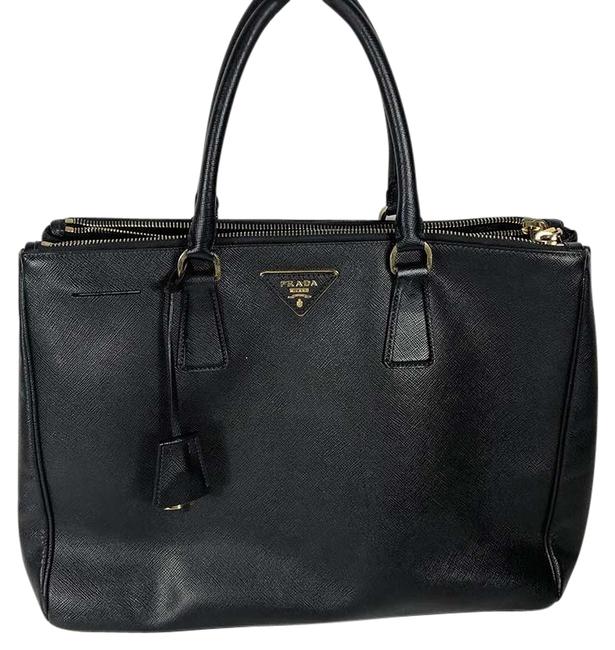 Prada Lux Saffiano Large Hand Black Leather Tote