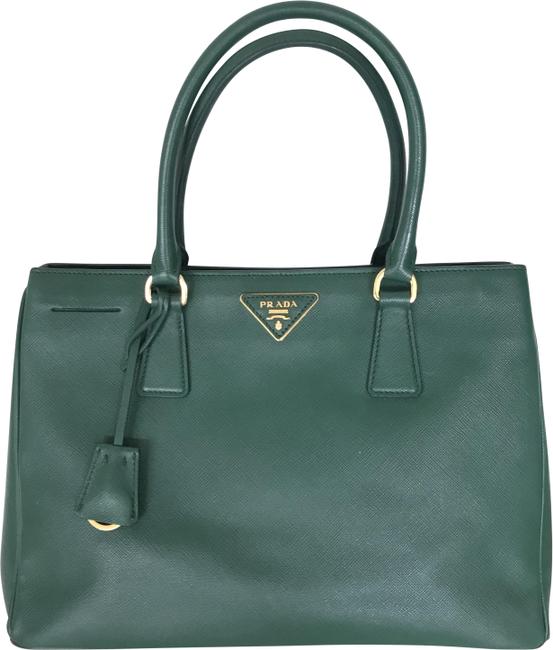 Prada Lux Saffiano Medium Green Leather Tote