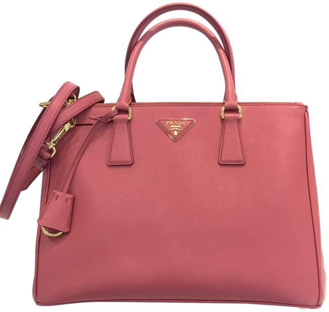 Prada Lux Saffiano Medium Peonia Pink Leather Tote