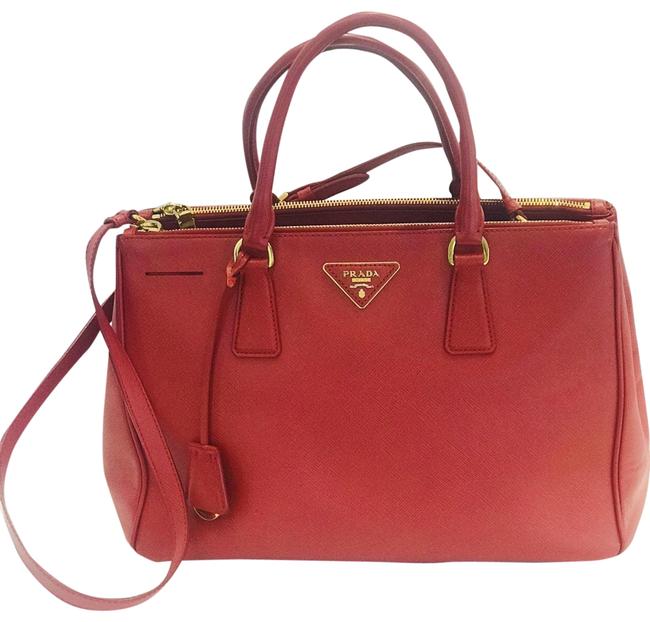 Prada Lux Saffiano Medium Red Leather Tote