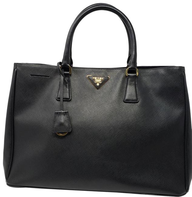 Prada Lux Saffiano Opnen Black Leather Tote