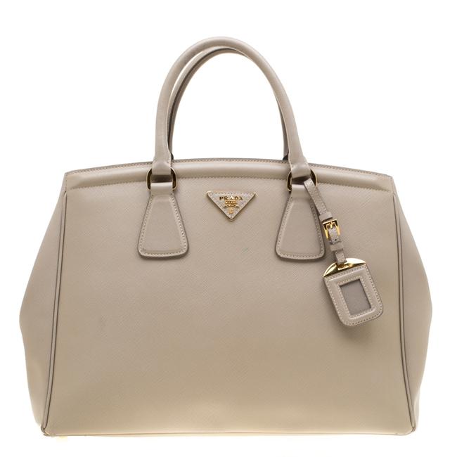 Prada Lux Saffiano Parabole Grey Leather Tote