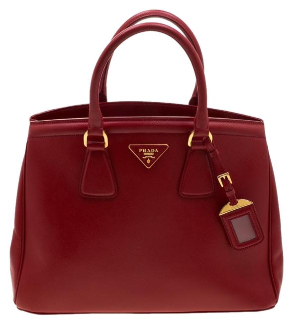 Prada Lux Saffiano Parabole Red Leather Tote