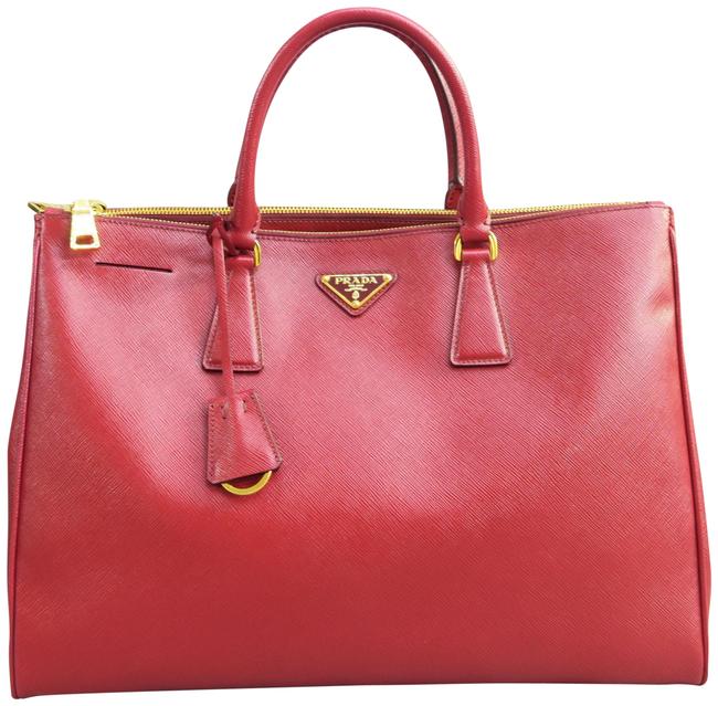 Prada Lux Saffiano Red Calfskin Leather Tote