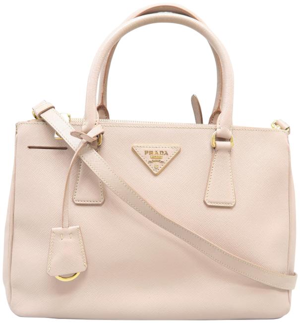 Prada Lux Small Saffiano Nude Calfskin Leather Tote