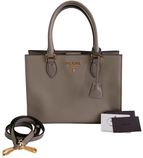 Prada Lux 1ba118 Argilla Clay Handbag Shoulder B Gray Saffiano Leather Tote