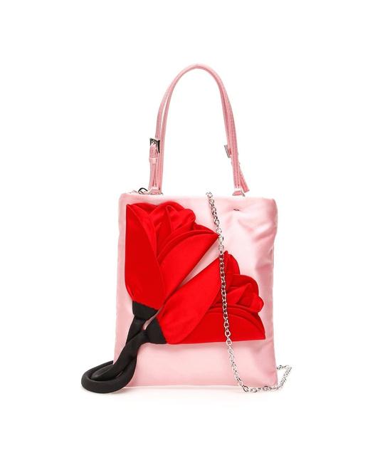 Prada Mini Bag New Cr Crystal Pink Satin Tote