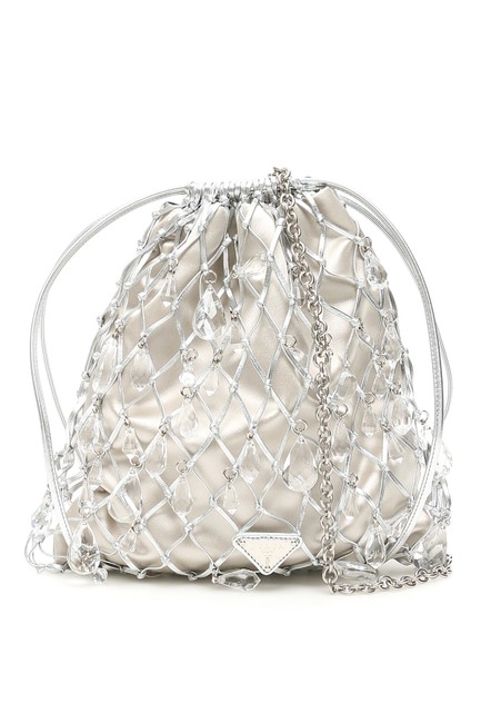 Prada Mini Net Silver Tote