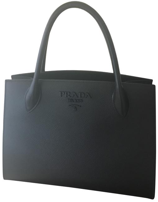 Prada Monochrome Black Saffiano Leather Calf Leather Tote