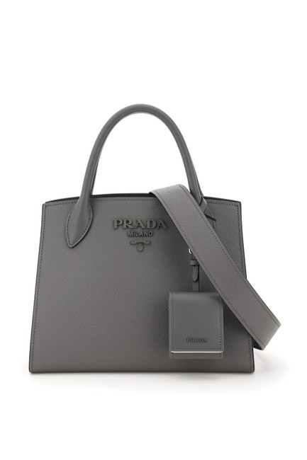 Prada Monochrome Handbag Grey Tote