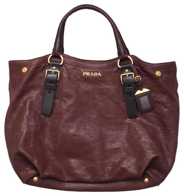 Prada Napa Chestnut Brown Leather Tote