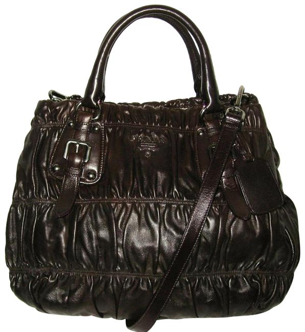 Prada Nappa Gaufre Aubergine Leather Tote