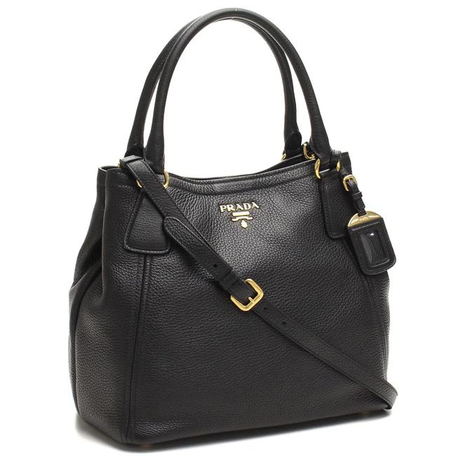 Prada Shoulder Bag New Convertible Satchel Black Leather Tote