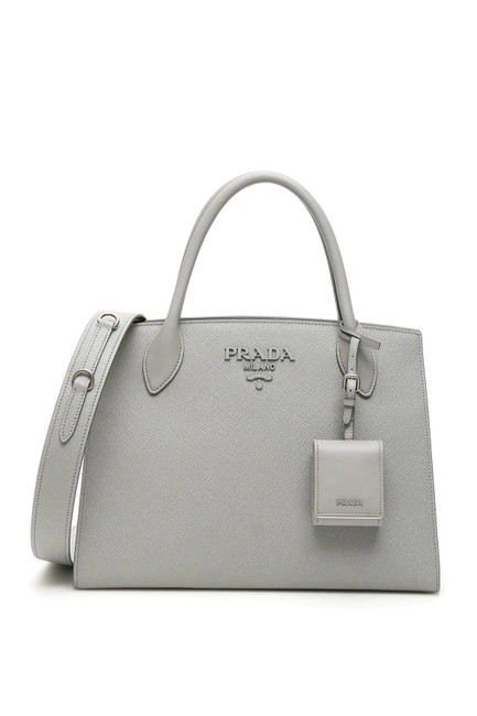 Prada New Cr Monochrome Handbag Gray Leather Tote