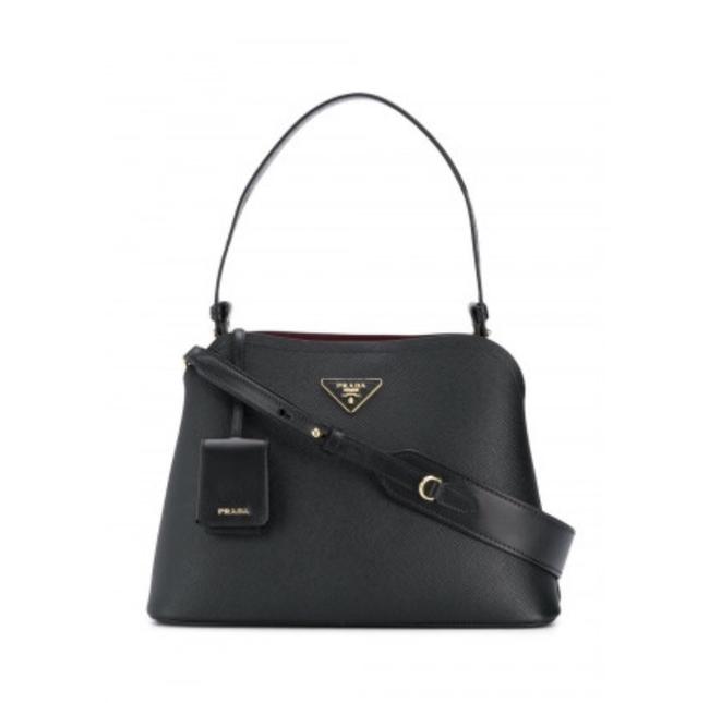 Prada New Medium Matinee Gr Handbag Black Leather Tote