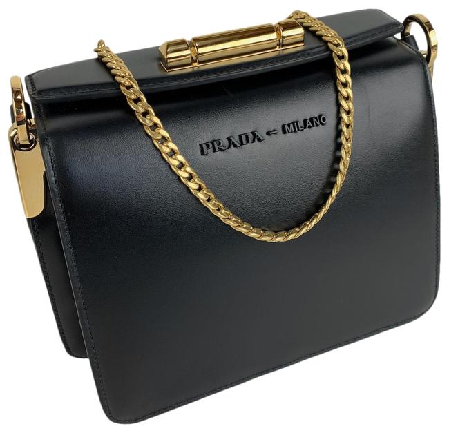 Prada New Sybille Italian Black Calfskin Leather Shoulder Bag