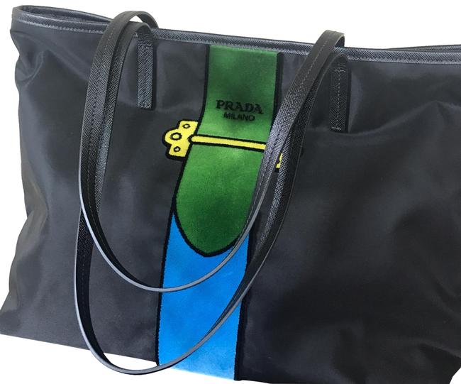 Prada Bag L Nylon Trompe Loeil Velvet Black Tote
