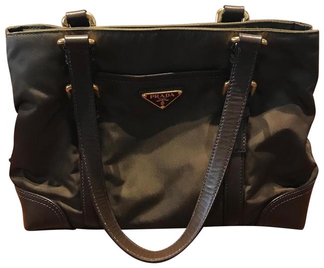 Prada NylonTessuto Olive and Brown Nylon Tote