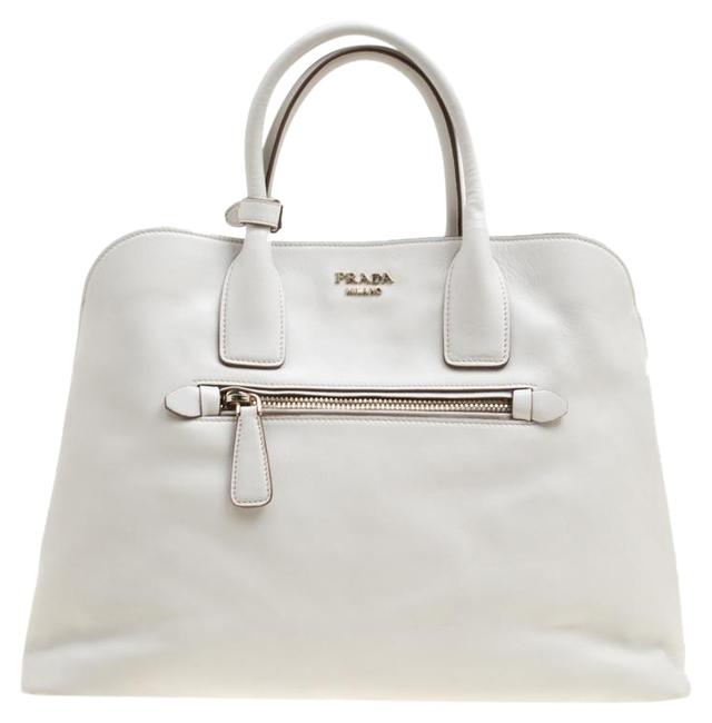 Prada Off City Calf White Leather Tote