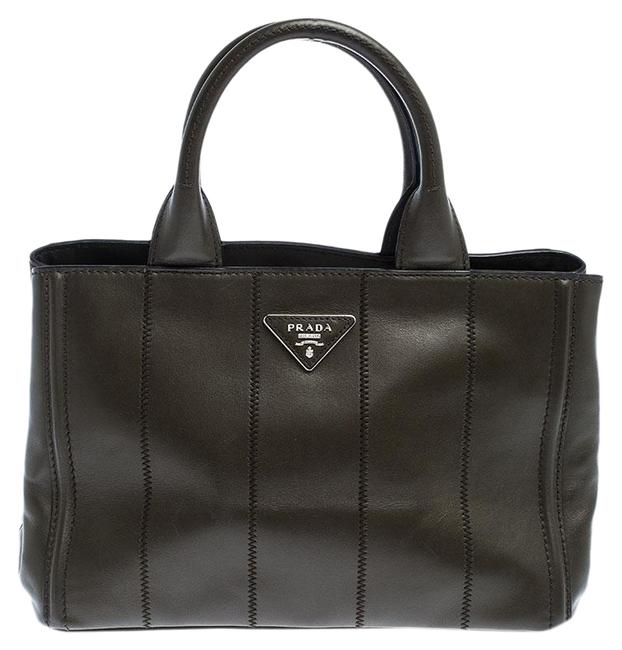 Prada Olive Soft Calf Argilla Green Leather Tote