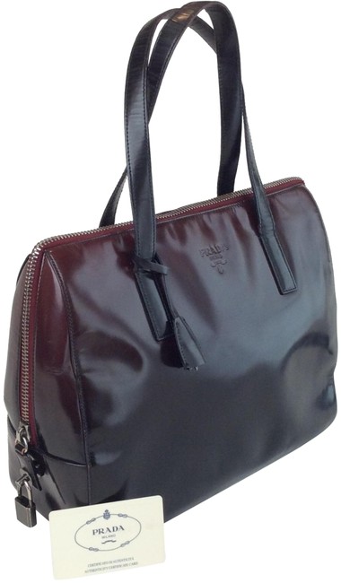 Prada Ombre Burgundy Black Patent Leather Tote