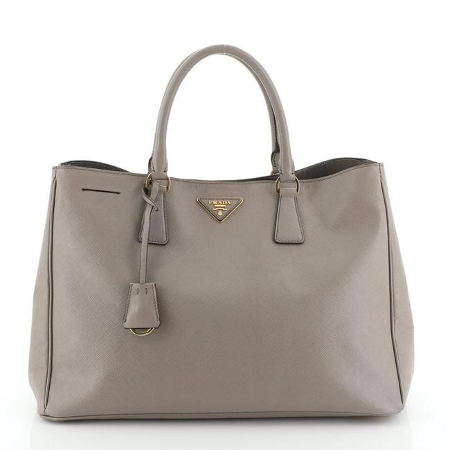 Prada Open Lux Saffiano Large Neutral Leather Tote