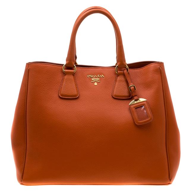 Prada Open Orange Leather Tote