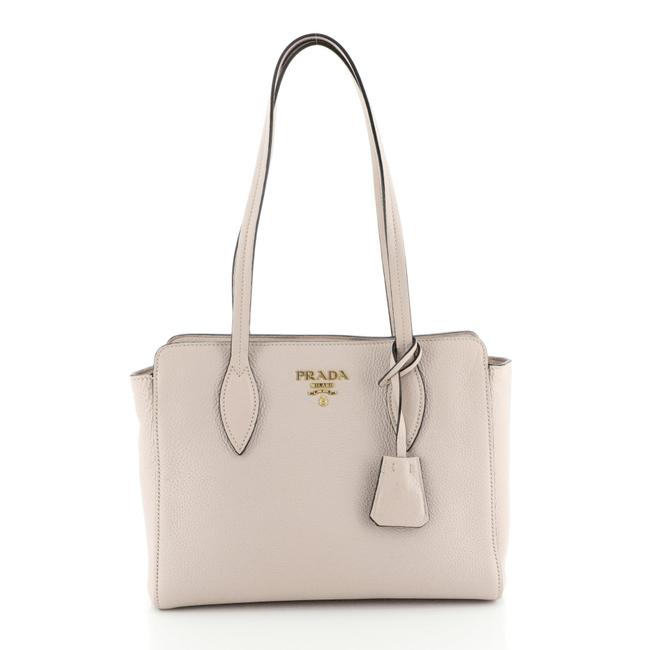 Prada Open Phenix Vitello Medium Neutral Leather Tote