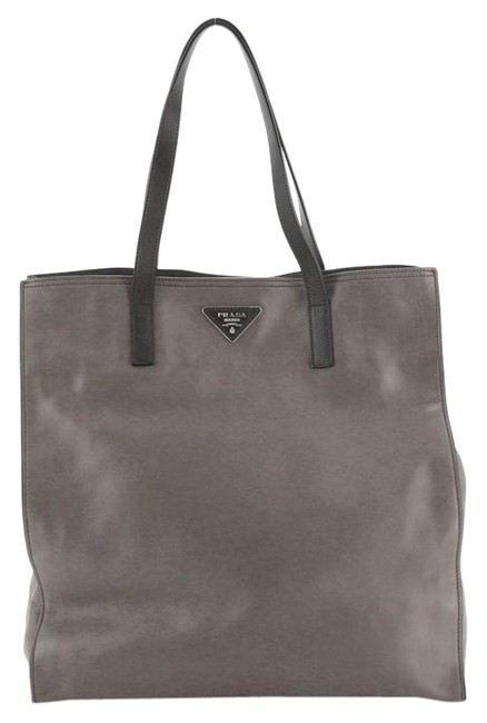 Prada Open Soft Calfskin Tall Neutral Leather Tote