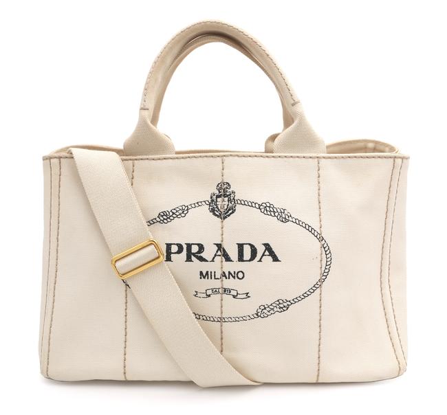 Prada Canapa Handbag Off White Tote