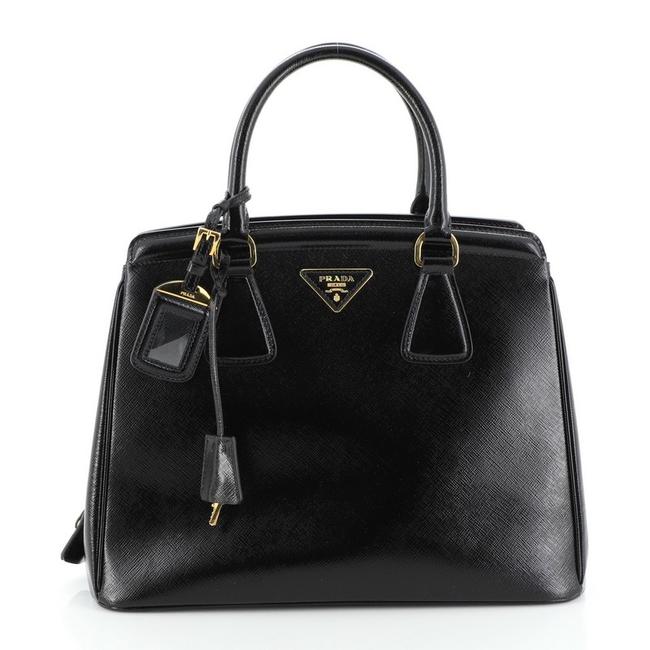 Prada Parabole Vernice Saffiano Medium Black Leather Tote