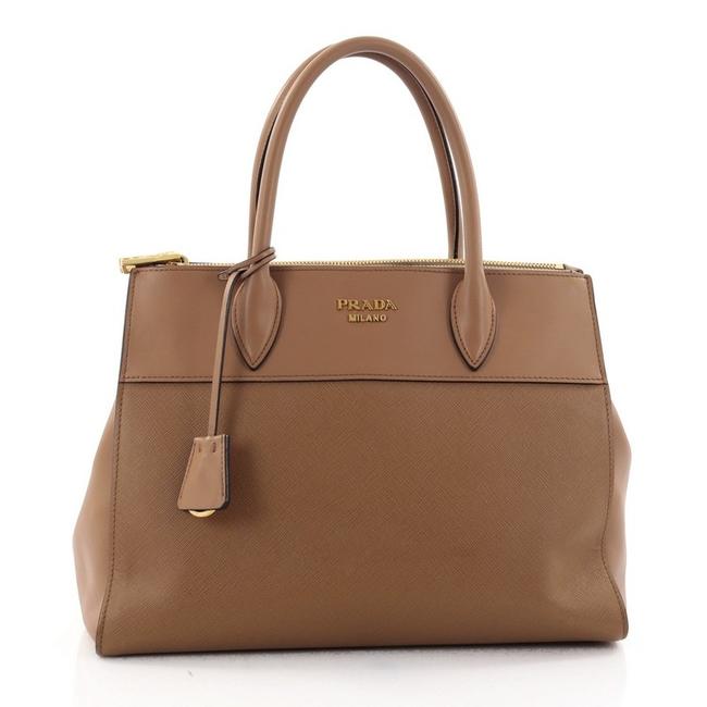 Prada Paradigme Handbag Saffiano Medium Brown Leather Tote
