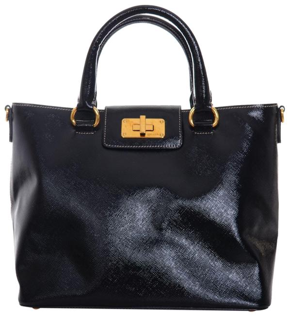 Prada Bag Patent Saffiano Leather Turnlock Medium Purse Tote
