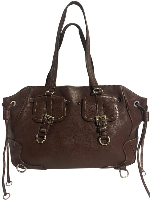 Prada Pebble Handbag Brown Cinnamon Leather Tote