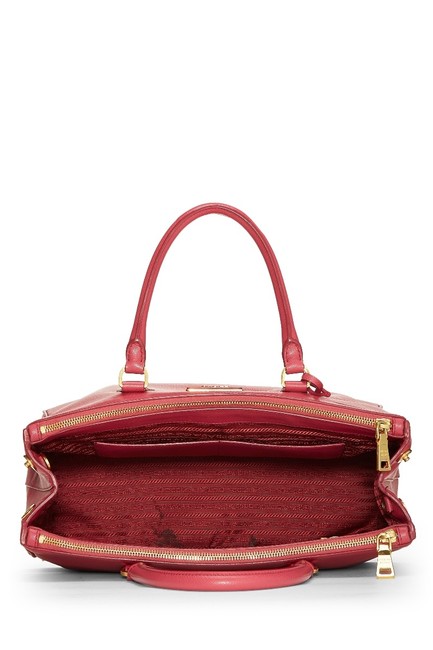 Prada Pink Ba Peona Double Galleria Saffiano Large Zip Leather Shoulder Bag Tote