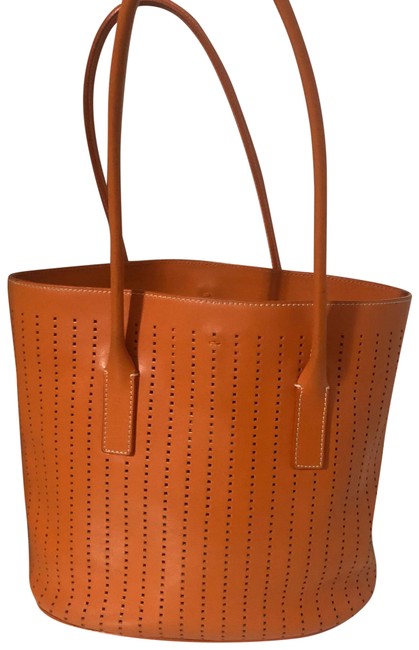 Prada Perforated Orange Leather Tote