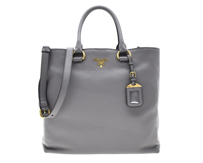 Prada Phenix Shopping Grey Leather Tote