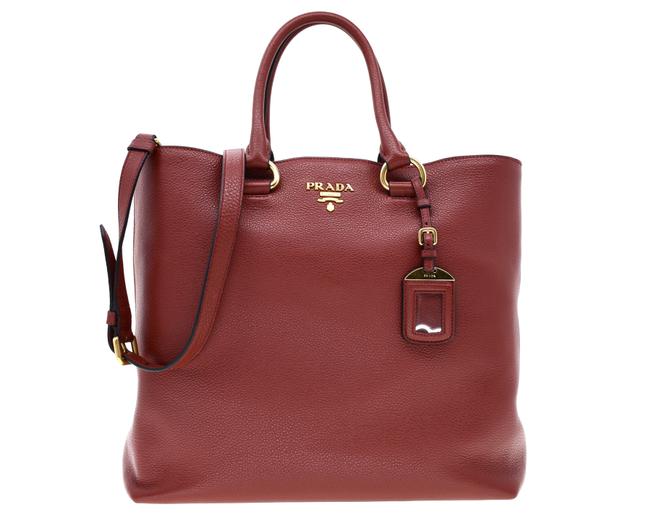 Prada Phenix Shopping Red Leather Tote