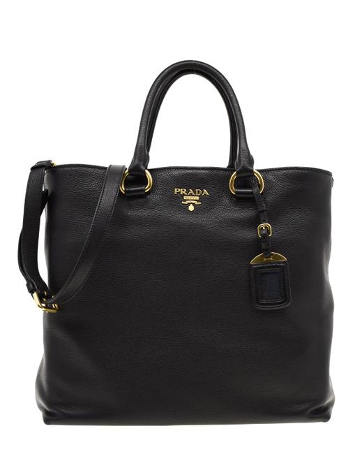 Prada Phenix Shoulder Bag Black Leather Tote