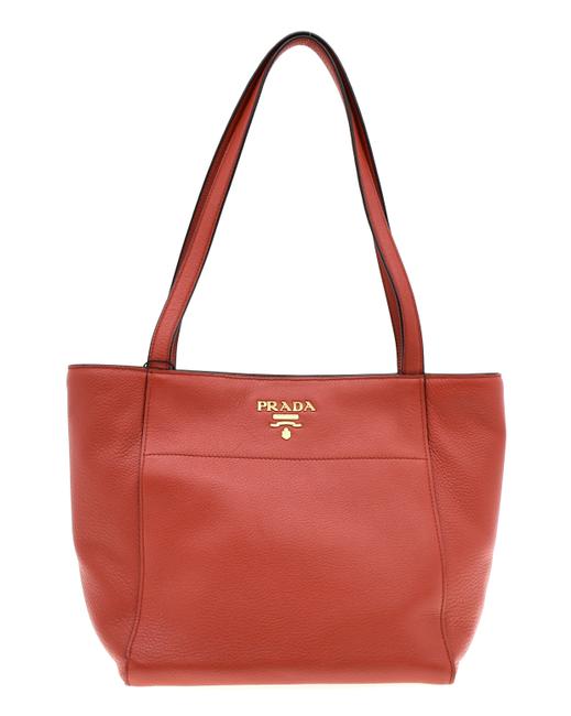 Prada Phenix Shoulder Bag Small Red Leather Tote