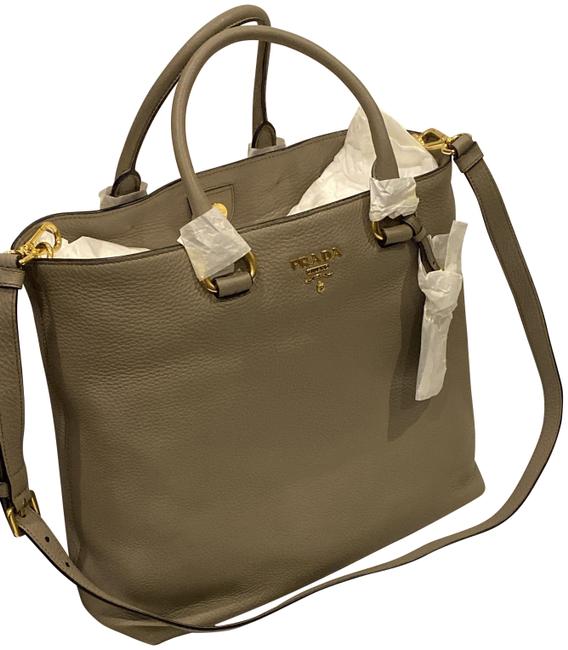 Prada Phenix Vitello Gray Argilla Leather Tote