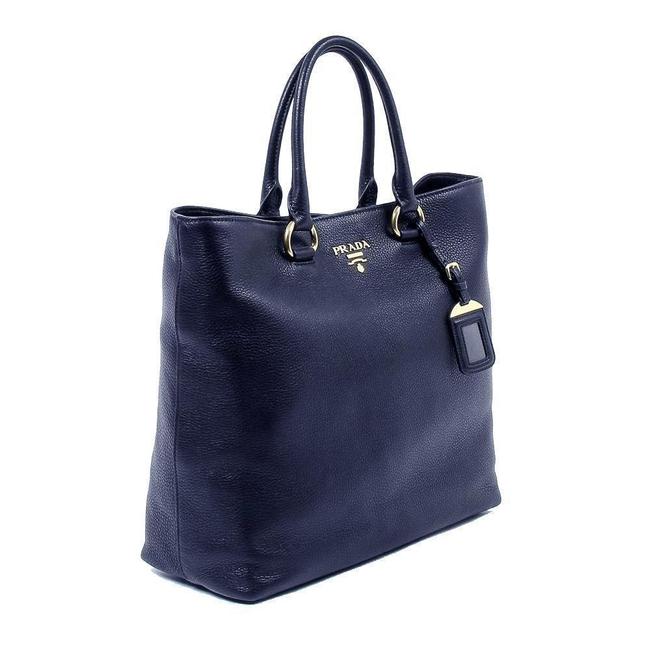 Prada Shopping Phenix Vitello 1bg043 Navy Blue Leather Tote
