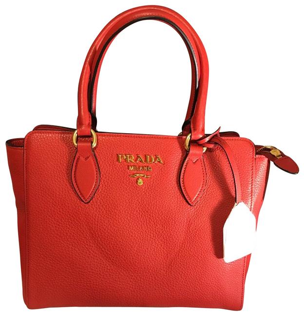 Prada Phenix Vitello Red Leather Tote