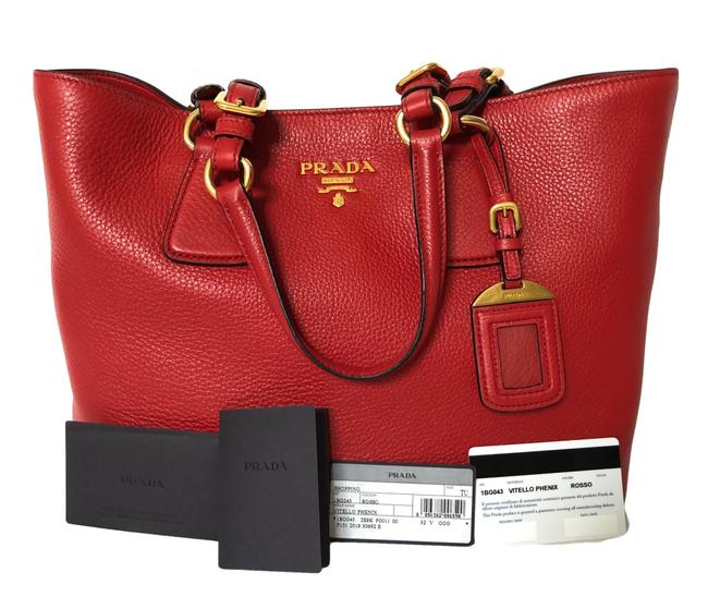 Prada Phenix Vittelo Rosso Red Leather Tote