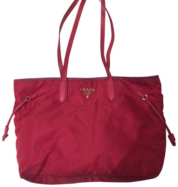Prada Pink Nylon with Leather Strap Tote