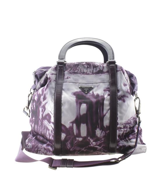 Prada Printed 2 way 175304 Purple Nylon Tote