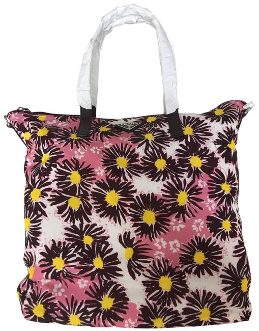 Prada Printed B4696f Burgundy W Print Tessuto Stampato Nylon Tote