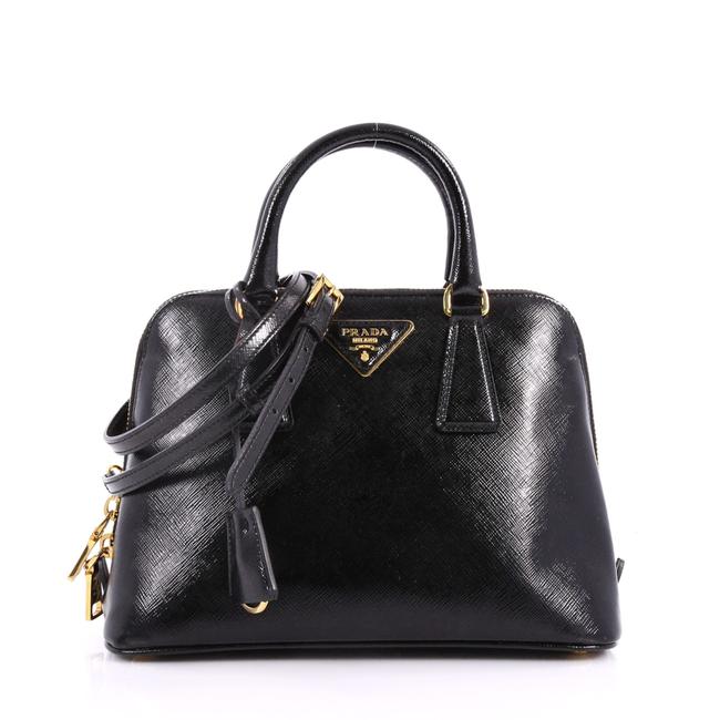 Prada Promenade Handbag Vernice Small Black Saffiano Leather Tote