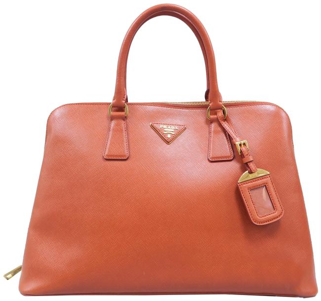 Prada Promenade Lux Large Saffiano Orange Calfskin Leather Tote