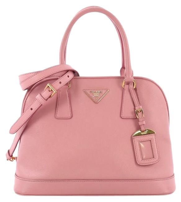 Prada Promenade Open Handbag Saffiano Medium Pink Leather Tote